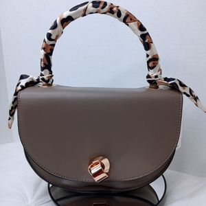 Fashion Faux Leather Handbag with Leopard Scarf Handle